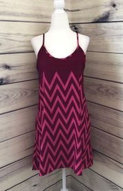 Pink Chevron Print Backless Dress