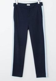 Ecru Sullivan Ponte Tuxedo Stripe Ankle Trouser Pants Navy Blue Womens Size XS