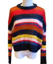 Retro Striped Sweater Lightweight Cropped M