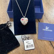 Rare New with tags and box Swarovski Clara Rose Heart Crystal Locket Necklace