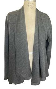 Bryn Walker Shawl Collar Gray 100% Wool Waterfall Cardigan Sweater - Small