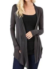 Zenana Outfitters Dark Gray Lightweight Cardigan Size Large