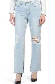 Avec Les Filles Distressed Split Hem Jeans