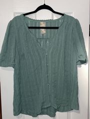 Green Short Sleeve Button Up