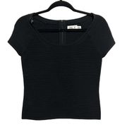 Eliza J Black ribbed Short sleeve crop top size medium