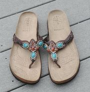 NWOT Sonoma Cork Footbed Beaded Strap Thong Sandals