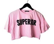 Rock Rose Couture Superior T Shirt Womens Pink Large L Raw Hem Graphic Tee Solid