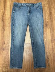 Talbots Womens Light Blue Worn In Curvy Slim Ankle Jeans Mid Rise Size 12P/31
