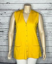 Chadwicks of Boston Size XL Golden Yellow Button Front Sweater Vest Cardigan