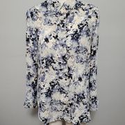 Rachel Zoe gray watercolor floral button down size small