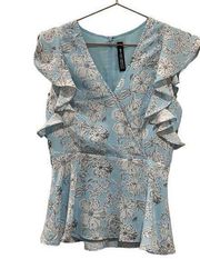 Design Lab blue floral blouse. Size xs