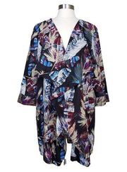 For Cynthia Linen Blend Lagenlook Open Front Kimono