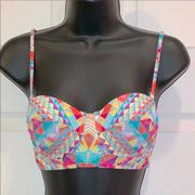 barIII Bustier Bikini Top Multicolored Triangles