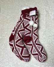 NWT Xhilaration Maroon and White Knit Slipper Socks