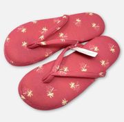 Charter Club NWT Womens Cushioned Comfort Slippers Sz M 6.5-7.5 Palm Trees Coral