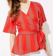 Dobby Stripe Wrap Top