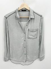 Talula Aritzia Grey Chambray Denim Button Down Shirt Women's Size X-Small XS