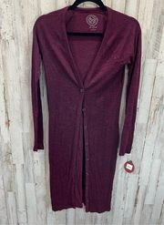 NWT SO Red Marled Button Front Duster Cardigan