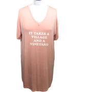 Mary Square Women's L/XL It Takes A Village And A Vineyard Pink Sleep Shirt