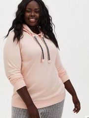 Torrid Size 6 Fleece Embellished Bling Drawstring Hoodie Pink Soft 6xl