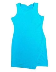 Pink Rose Womens Sheath Dress Sleeveless Asymmetrical Turquoise Teal Medium