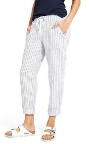 Herringbone Stripe Linen Ankle Pants