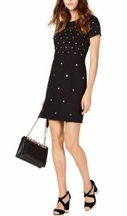 Michael Michael Kors Black Silver Studded Sheath Knit Dress sz S