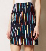 Anthropologie Elevenses Archival Navy Blue Colorful No. 2 Pencil Skirt