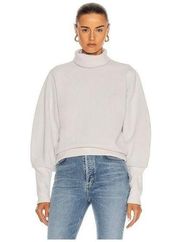 AGOLDE Extended Rib Balloon Sleeve Turtleneck Cream Sweatshirt Women's Size XS