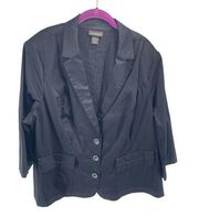 Lane Bryant Womens Blazer Jacket Three Button Pocket Stretch Cotton Black 26