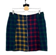 Lazy Oaf Check Panel Skirt Multicolor Zip Front Size 34 / US 18