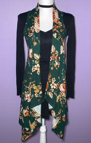 Green Floral Draped Vest