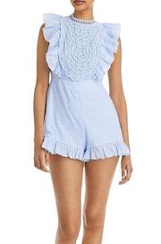 Aqua Lace Trim Textured Romper Size Large