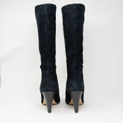 Something Navy Parker Genuine Suede Leather Knee High Heels Boots Shoe Black 9.5