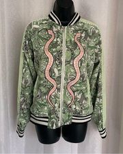 GUESS “Snake in the Grass” Sateen Bomber Jacket Sz: Small