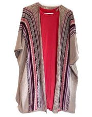 Francesca’s mocha cardigan sweater and coral dress size medium
