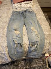 Ripped Boyfriend Light Wash Jeans