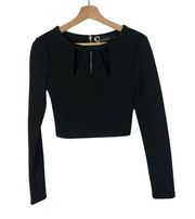 MinkPink Black Cut Out Cropped Long Sleeve Top S