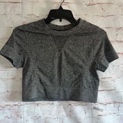 Ivy Park grey crop top work out gym XL seamless short sleeve tee shirt logo