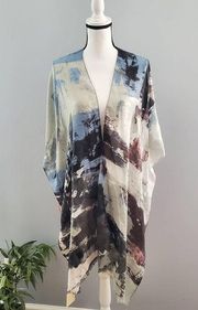 Riah Fashion Multicolored Open Front Kimono One Size Fits Most