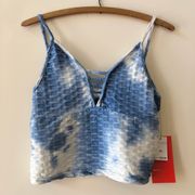 Blue Tie Dye Honeycomb Crop Top