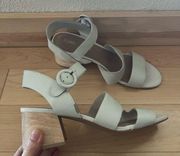 Toms Grace Off White Leather heeled sandals NEW 10