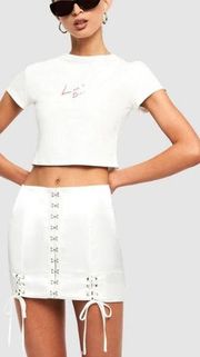 NWT Lioness Infatuation Mini Skirt White Straight Hem Women's Size AU 6 / XS