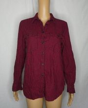 Denim & Supply Ralph Lauren Plaid Tab Sleeve Shirt Button Up Red Black Medium