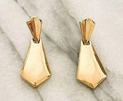 Vintage Trifari Earrings Gold Geometric Dangle Drop Stud Post Pierced