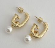 Gold Hoop Pearl Earrings