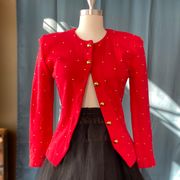 Vintage 80s Gold Studded Red Jacket