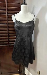 Womens Slip Dress Black Floral Jacquard Sweetheart Neck Sleeveless M New