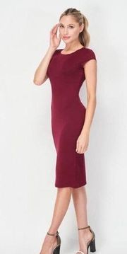 NWT Velvet Torch Burgundy Cap Sleeve Fitted Knit Midi Dress size medium