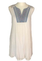 Flying Tomato Womens Embroidery Mini Dress Blue and Ivory Size Medium Sleeveless